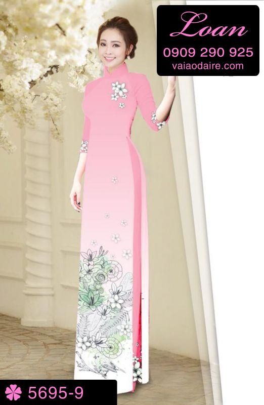 Vải áo dài hoa trên dưới