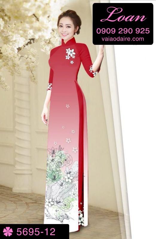 Vải áo dài hoa trên dưới