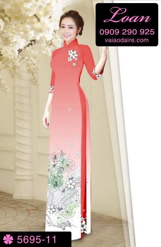 Vải áo dài hoa trên dưới