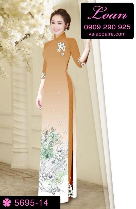 Vải áo dài hoa trên dưới