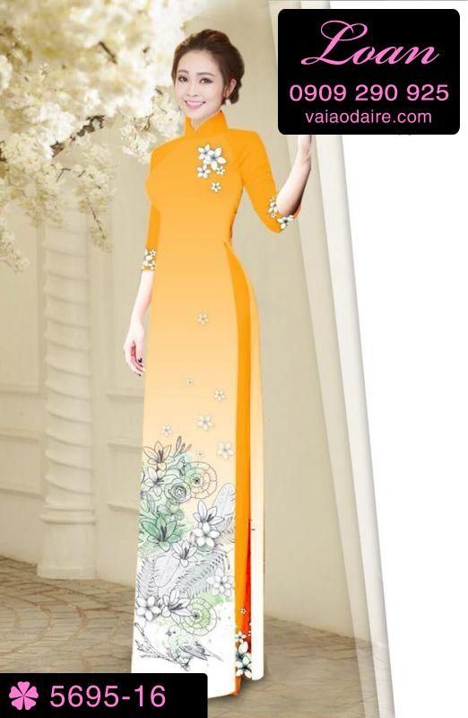 Vải áo dài hoa trên dưới
