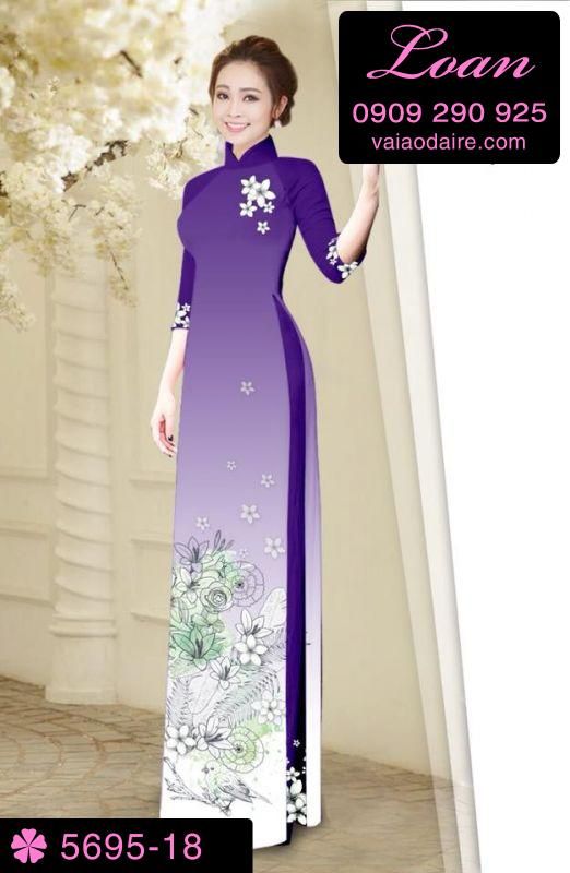 Vải áo dài hoa trên dưới