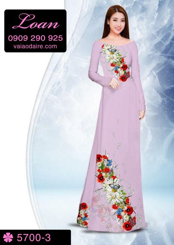 Vải áo dài hoa trên dưới