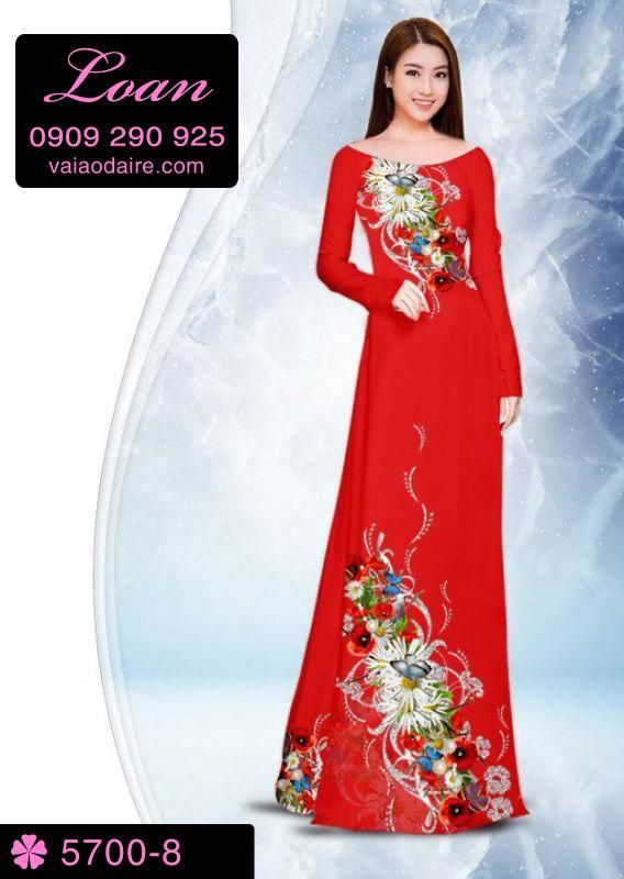 Vải áo dài hoa trên dưới