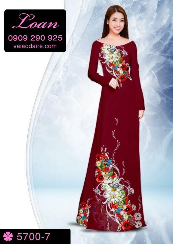 Vải áo dài hoa trên dưới