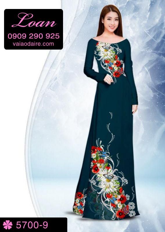 Vải áo dài hoa trên dưới