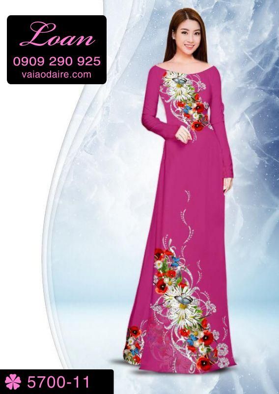 Vải áo dài hoa trên dưới
