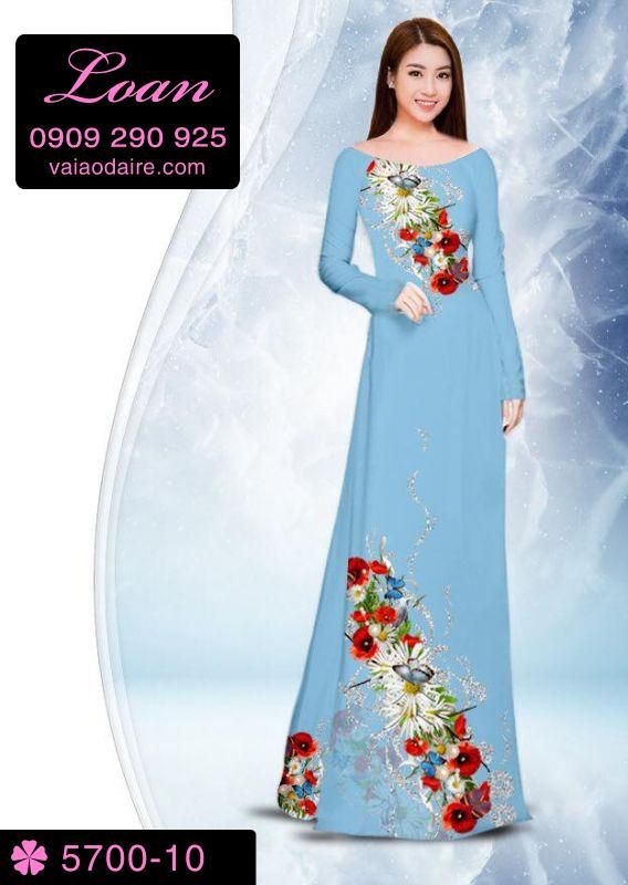 Vải áo dài hoa trên dưới