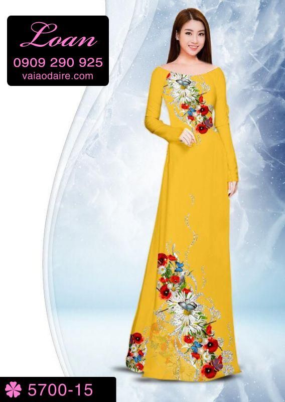 Vải áo dài hoa trên dưới