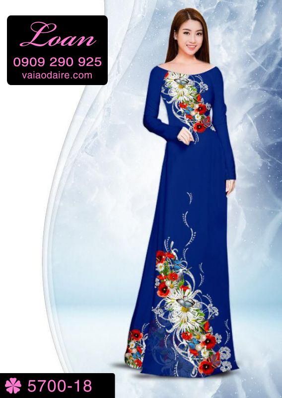 Vải áo dài hoa trên dưới