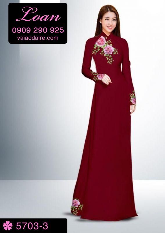 Vải áo dài hoa Hồng Vải áo dài hoa Hồng
