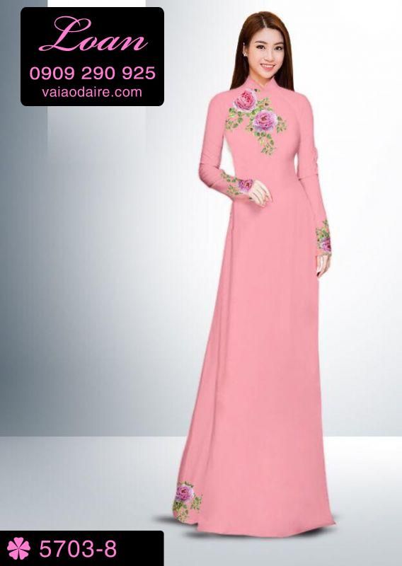 Vải áo dài hoa Hồng Vải áo dài hoa Hồng