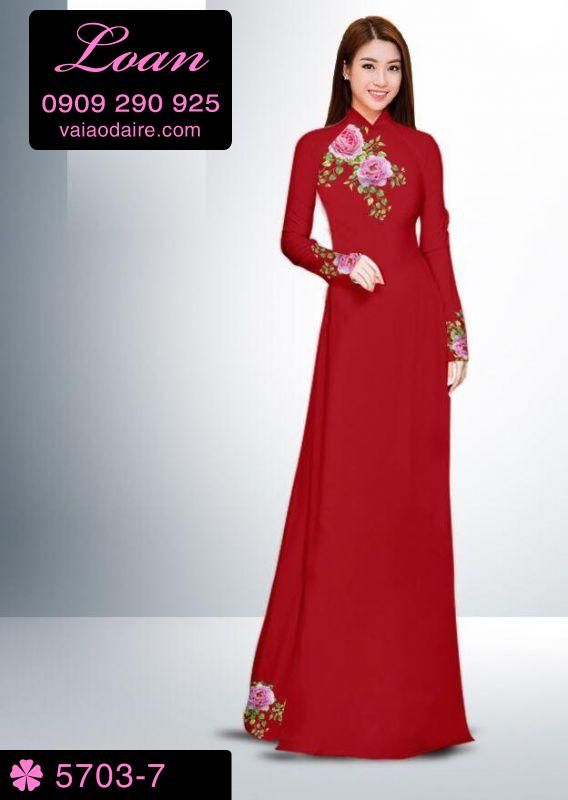 Vải áo dài hoa Hồng Vải áo dài hoa Hồng