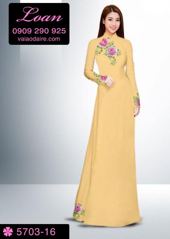 Vải áo dài hoa Hồng Vải áo dài hoa Hồng