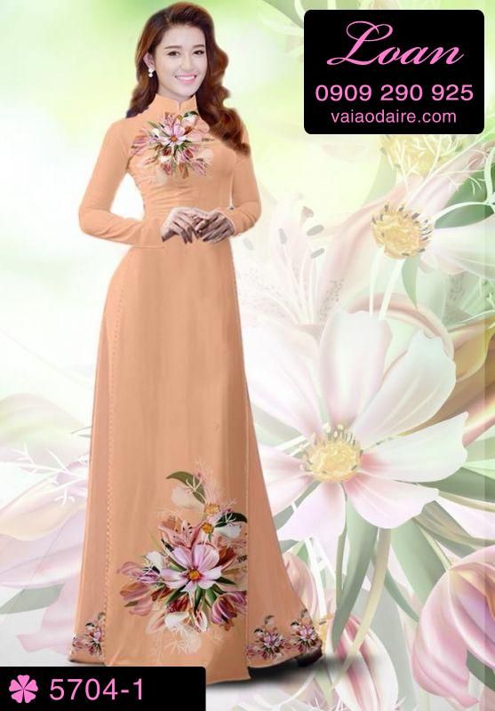 Vải áo dài hoa trên dưới