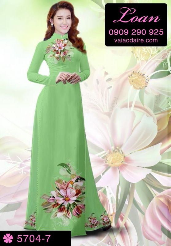Vải áo dài hoa trên dưới