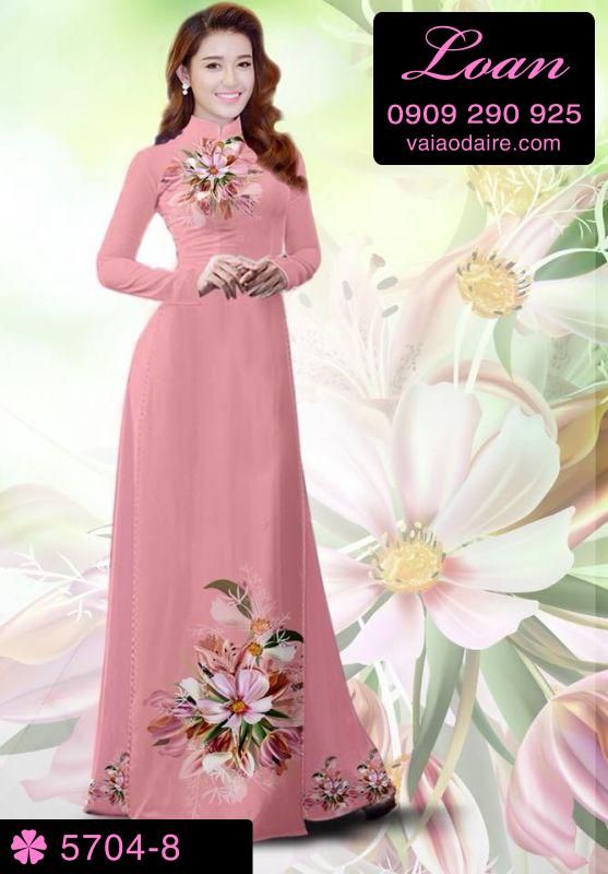 Vải áo dài hoa trên dưới
