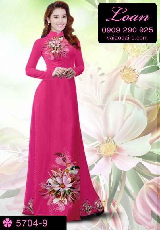 Vải áo dài hoa trên dưới