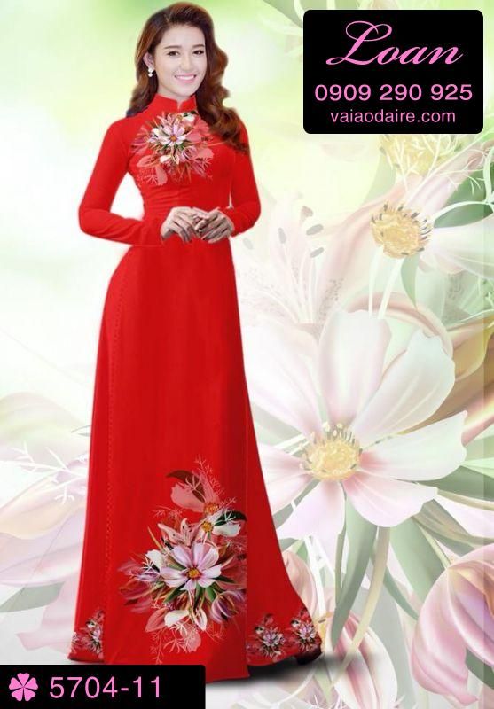 Vải áo dài hoa trên dưới