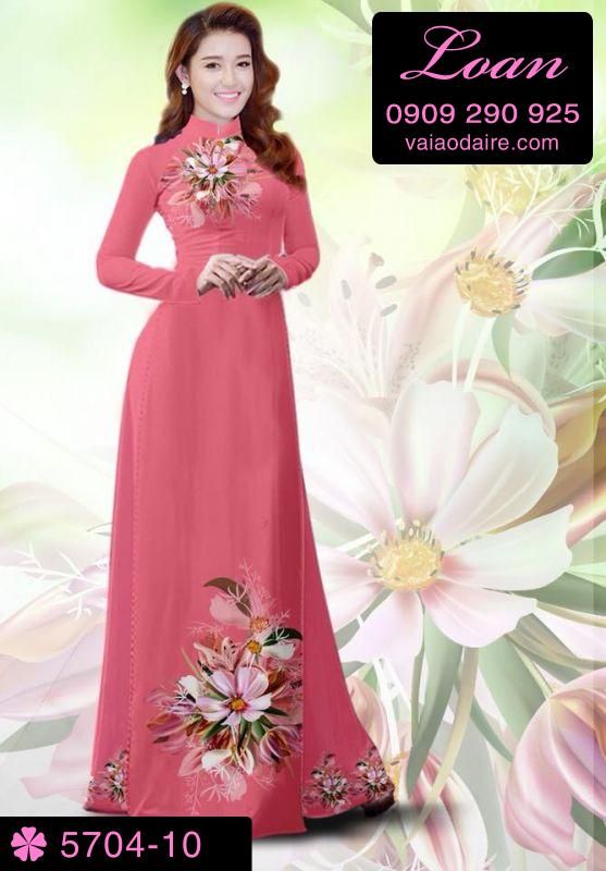 Vải áo dài hoa trên dưới