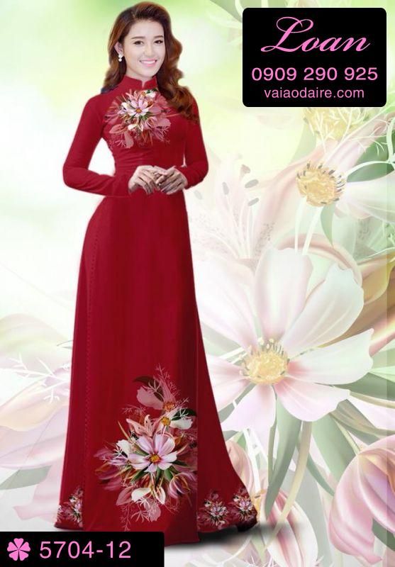 Vải áo dài hoa trên dưới