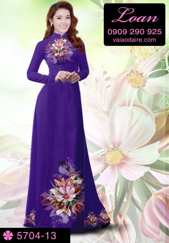 Vải áo dài hoa trên dưới