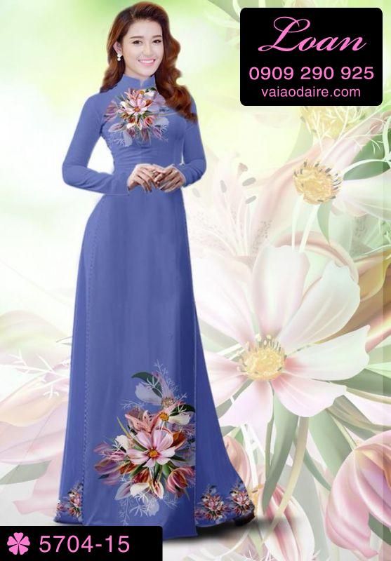 Vải áo dài hoa trên dưới