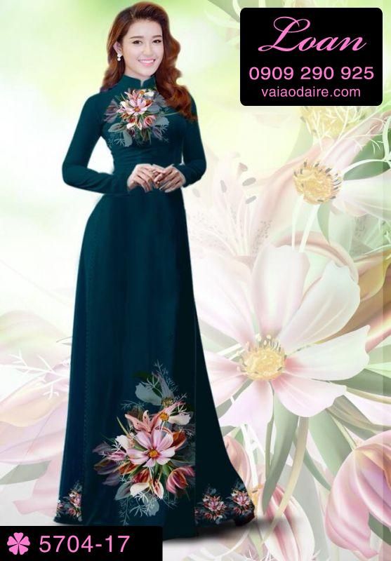 Vải áo dài hoa trên dưới
