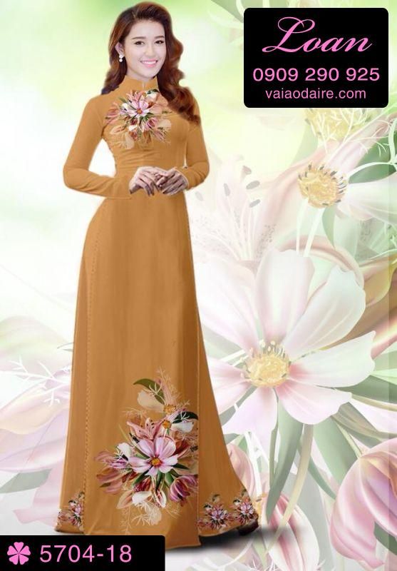 Vải áo dài hoa trên dưới