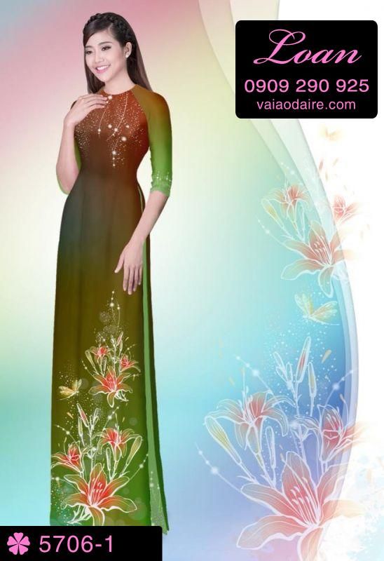 Vải áo dài hoa 3D