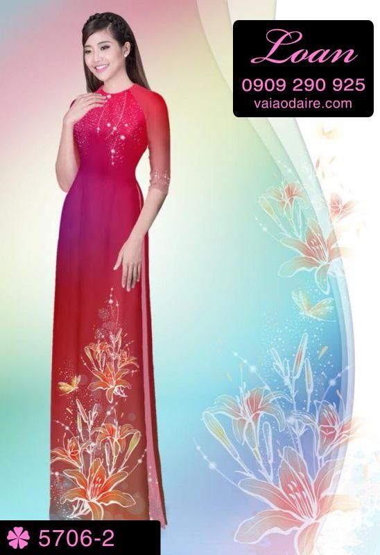 Vải áo dài hoa 3D