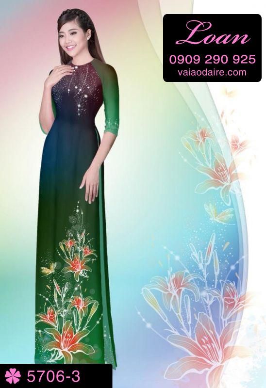 Vải áo dài hoa 3D