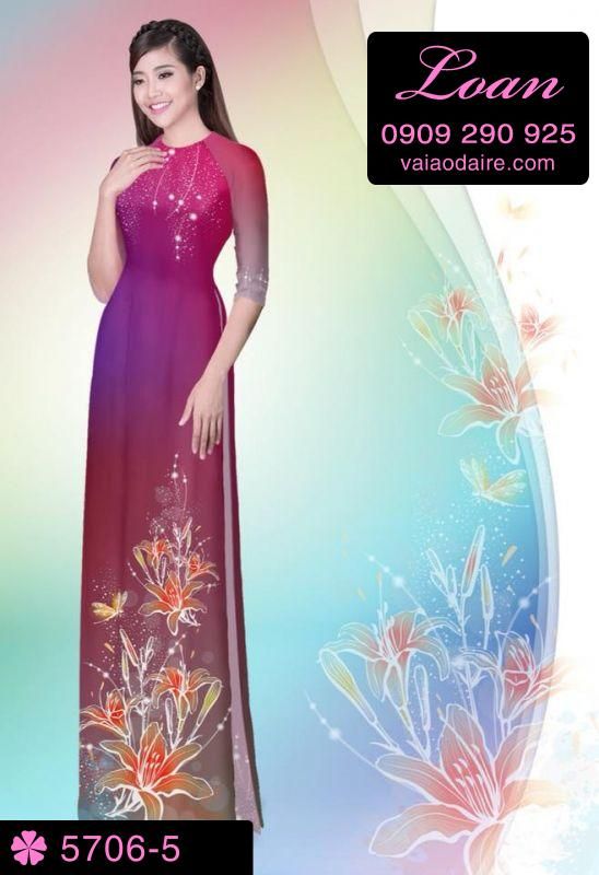 Vải áo dài hoa 3D