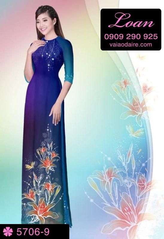 Vải áo dài hoa 3D