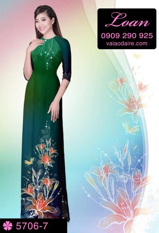 Vải áo dài hoa 3D