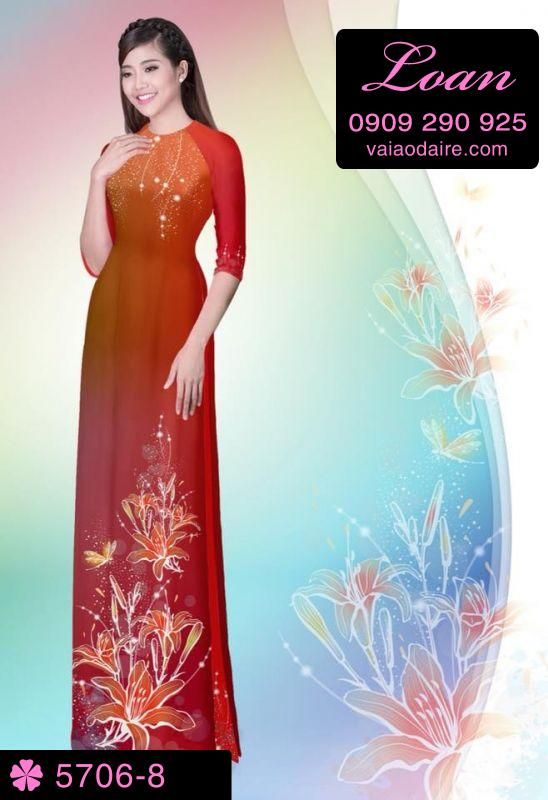 Vải áo dài hoa 3D