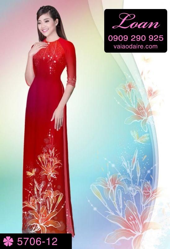 Vải áo dài hoa 3D