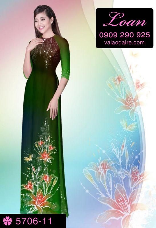 Vải áo dài hoa 3D