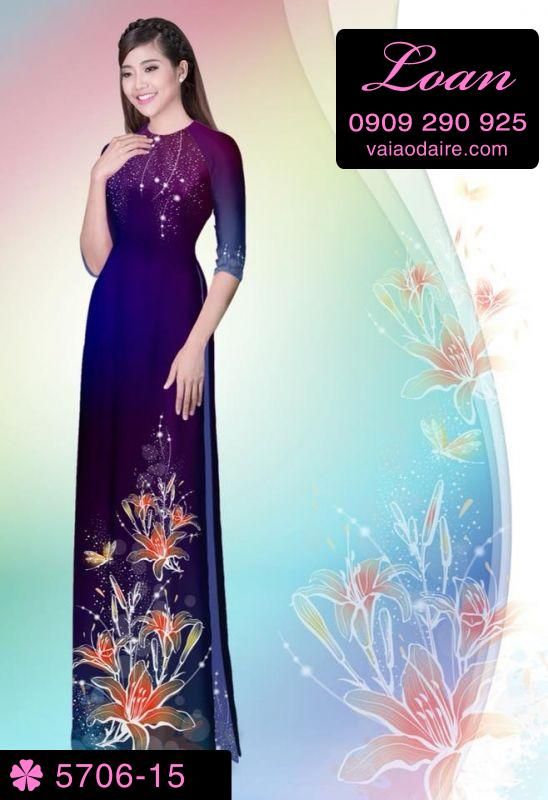 Vải áo dài hoa 3D