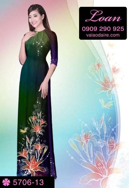 Vải áo dài hoa 3D