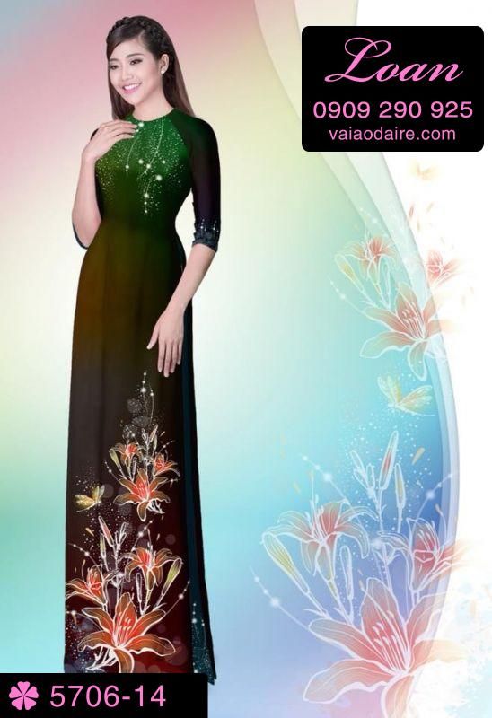 Vải áo dài hoa 3D