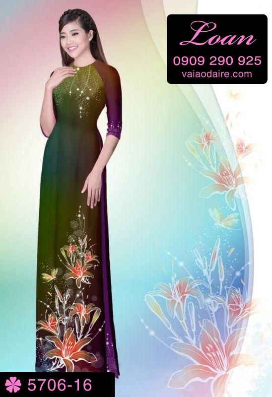 Vải áo dài hoa 3D