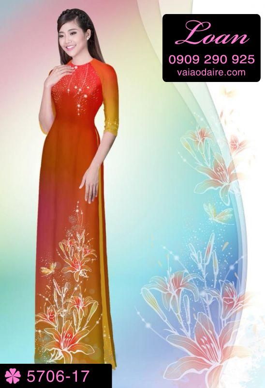 Vải áo dài hoa 3D
