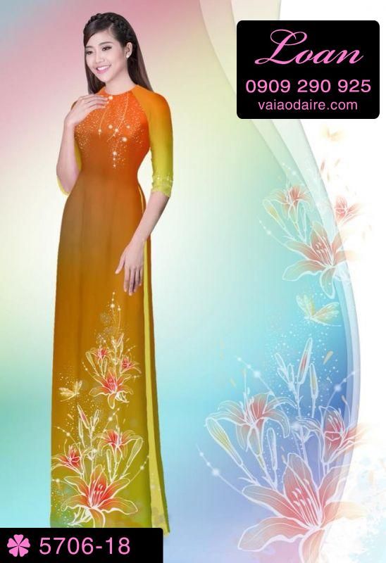 Vải áo dài hoa 3D