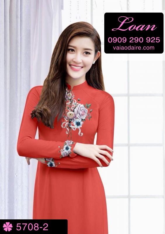 Vải áo dài hoa Hồng Vải áo dài hoa Hồng