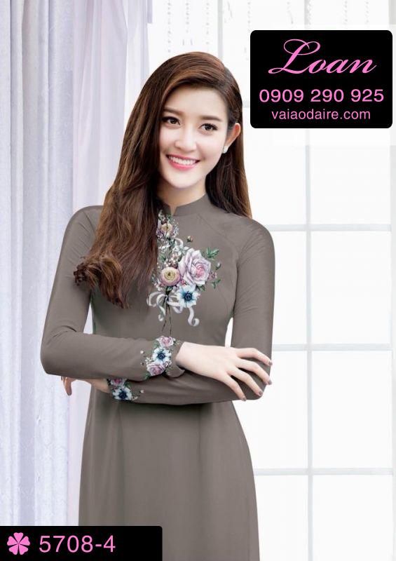 Vải áo dài hoa Hồng Vải áo dài hoa Hồng