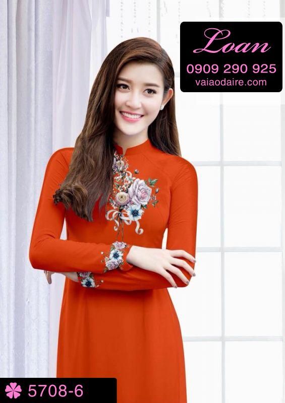Vải áo dài hoa Hồng Vải áo dài hoa Hồng