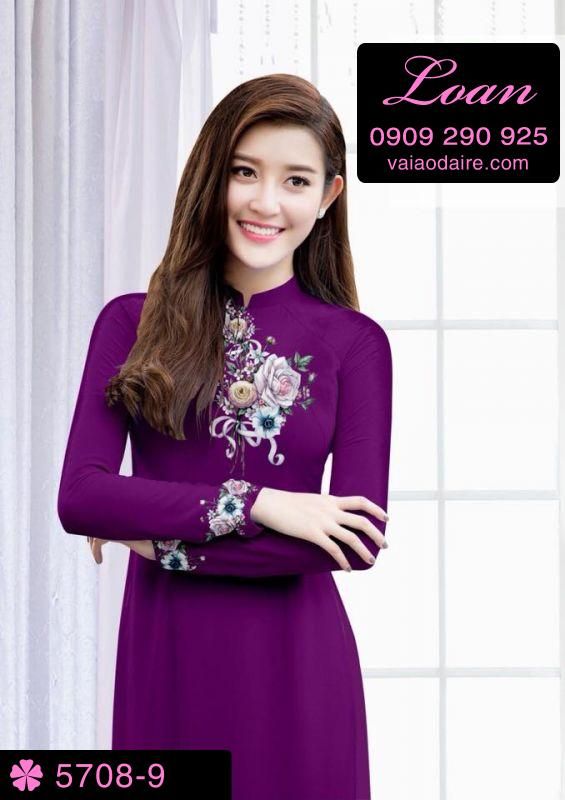 Vải áo dài hoa Hồng Vải áo dài hoa Hồng