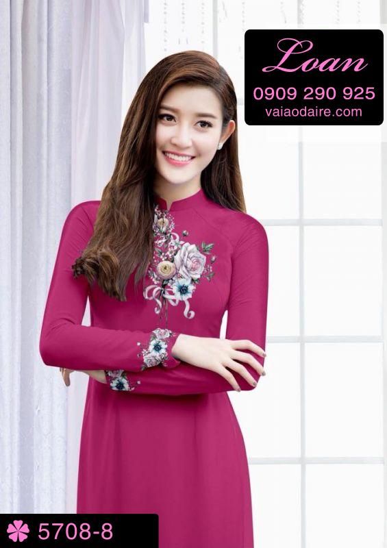 Vải áo dài hoa Hồng Vải áo dài hoa Hồng
