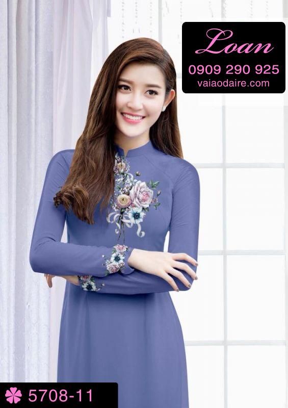 Vải áo dài hoa Hồng Vải áo dài hoa Hồng